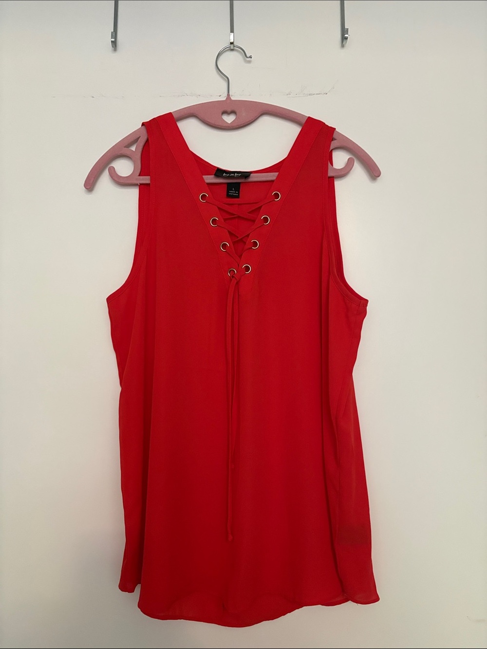 2/$12 by x by Lace-Up Sleeveless Tank Top - Red
